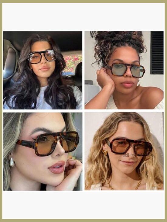 Retro Square Aviator Sunglasses UV Protection Vintage Shades